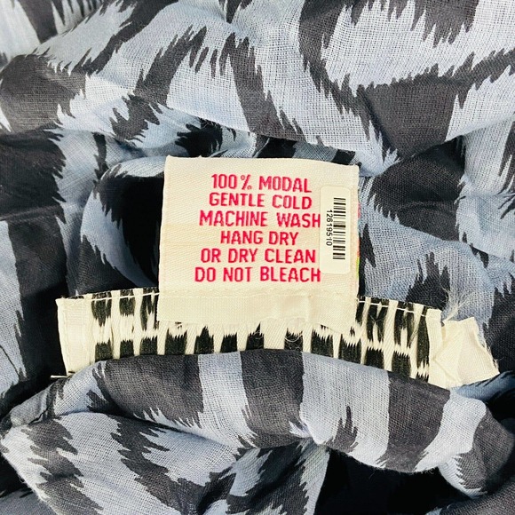 Gretchen Scott Women's Small Blouse Blue Damask Ikat Cowl Neck Tunic Top AX22 - Picture 4 of 6